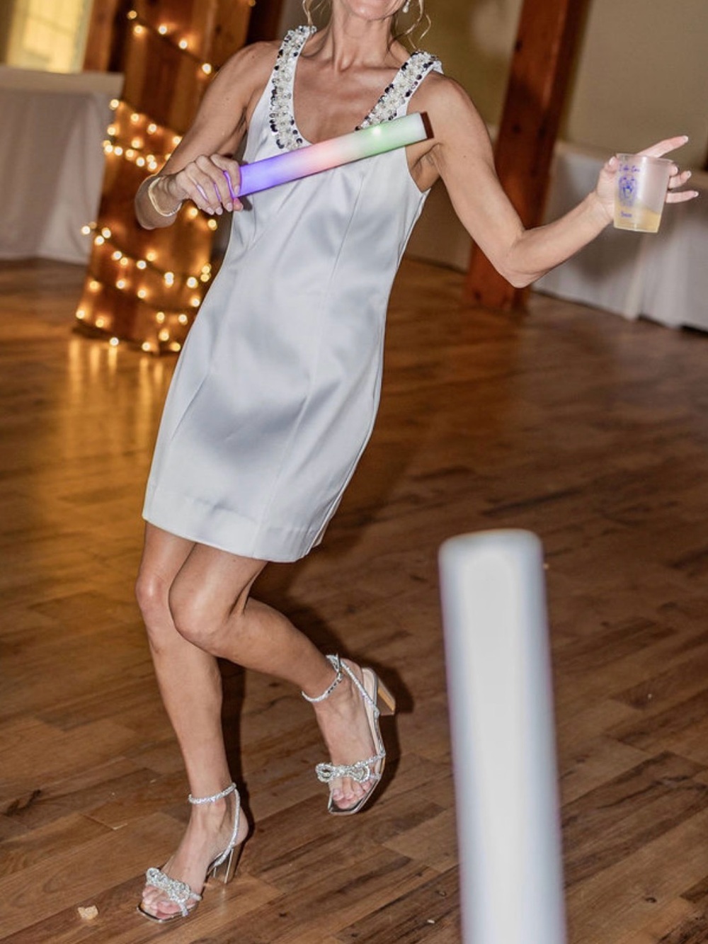 BHLDN White Beaded Halter Mini Dress
